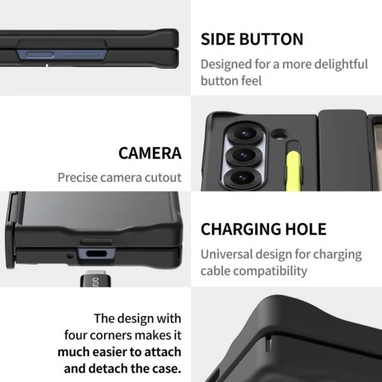 Cover Samsung Z Fold 6 Nukin 360 With Stand And Pencil Slot Araree - Black